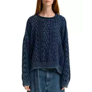 Denimist Oversized Aran Blue Cotton Sweater Size M - NWT